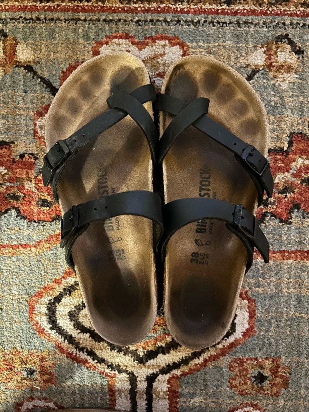 Birkenstock Black Two-Strap Thong-Style Sandals